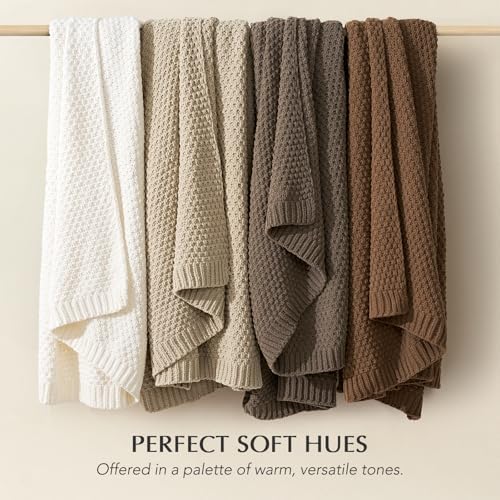 EVERGRACEHOME Chunky Chenille Knit Throw Blanket, 50 x 60, Mocha Brown