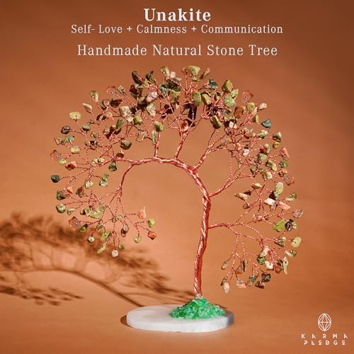 Crystal Tree of Life for Home, Office, Room, Wall Decor to Bring Money & Good Luck, Handmade Unakite Reiki Healing