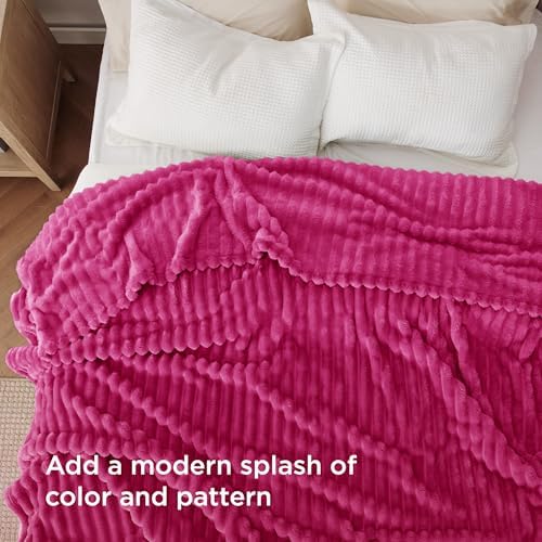 Bedsure Soft King Size Blankets for Bed Hot Pink 108"x90"