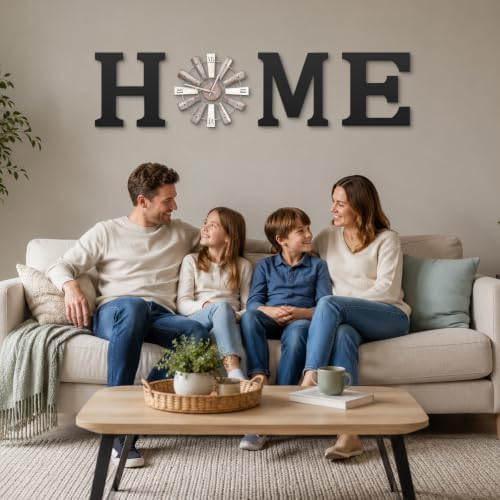 Farmhouse Home Signs with Windmill Clock Wall Decor Rustic Home Letters Wall Art for Living Room Kitchen Entryway