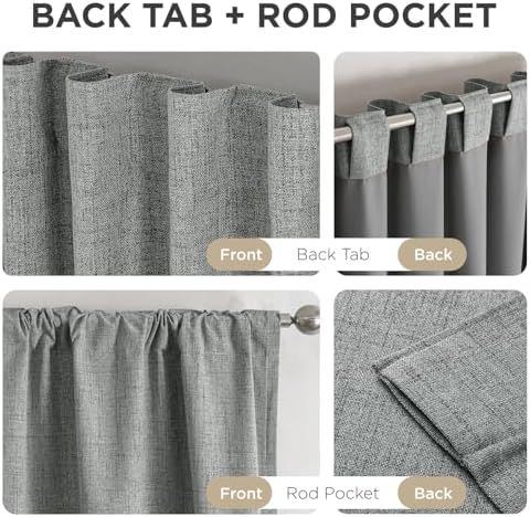 Joydeco Blackout Curtains for Bedroom - 120 Inch Long 100% Light Blocking 2 Panels Light Grey Drapes, Thermal Insulated
