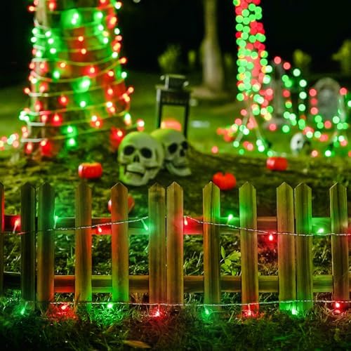JMEXSUSS 163ft Clear Wire 500 LED Red and Green Christmas Lights