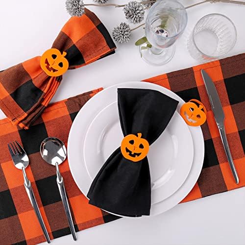 wonlex Halloween Napkin Rings Set of 4, Pumpkin Napkin Ring for Table Setting, Halloween Fall Decorations, Table Decor, Home Decor (Halloween Pumpkin)