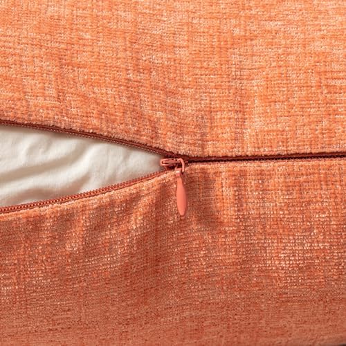 MIULEE Soft Chenille Throw Pillow Covers Coral Red 20x20 Inch Pack of 2