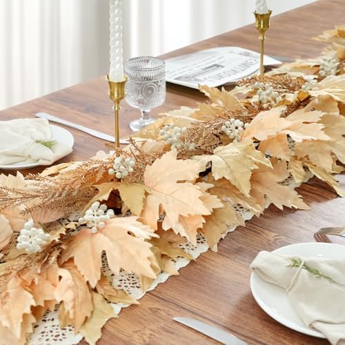Fall Decorations for Home, 6Ft Artificial Berry Cypress Leaves Fall Garland