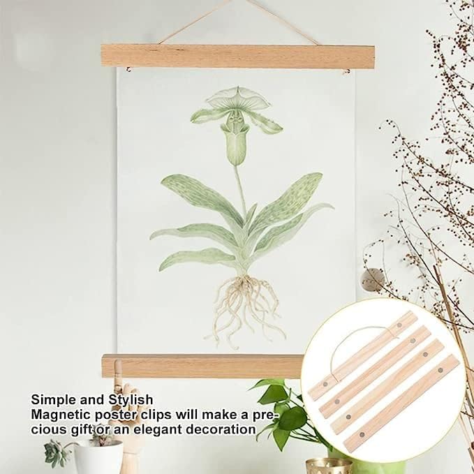 Natural Wooden Magnetic Frame, Poster Holder, 2 Pieces Wooden Magnetic Photo Frame, Magnetic Wooden Photo Frame