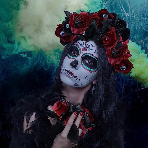 Hotop 40 Pcs Halloween Artificial Flowers with Eyeball and Spider