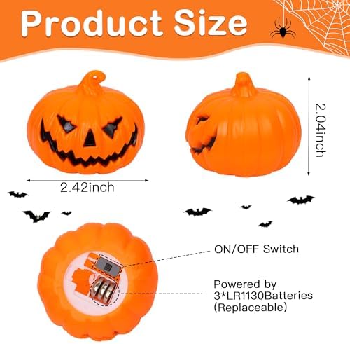 6 Pack Halloween Pumpkin Flameless Candles Battery Operated LED Tealight Candles for Home Room Decorations, Light Up Halloween Decorations Indoor for Table Party Office Fireplace halloween Gifts