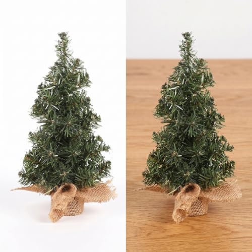 FRANDEK 2pcs 40cm Mini Artificial Christmas Trees with Linen Base