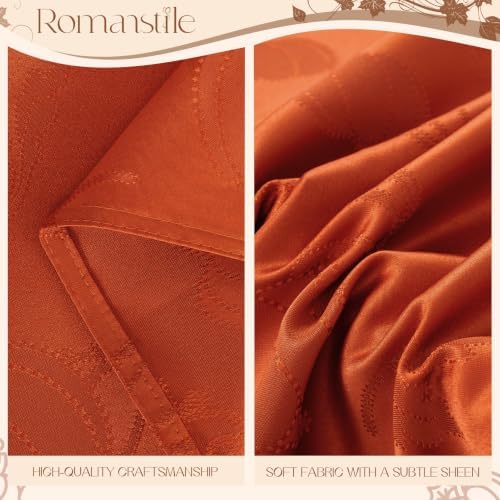 Romanstile Fall Jacquard Rectangle Tablecloth, Orange Pumpkin 60 x 84 Inch