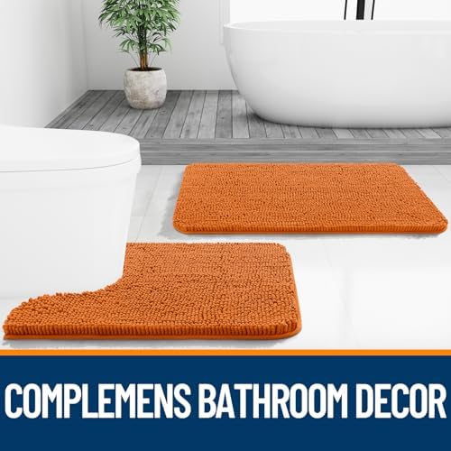 OLANLY Small Bathroom Rugs 24x16, Extra Soft Absorbent Chenille Bath Rugs, Rubber Backing Quick Dry, Machine Washable
