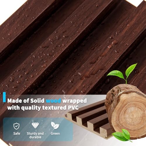 Slat Wood Wall Paneling / 108 x 5.7 / Slat Walnut / Set of 4