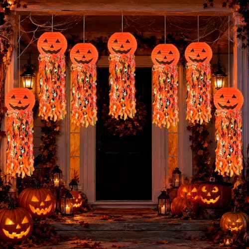 Pumpkin Paper Lanterns, 6 pcs Halloween Party Decorations - Halloween Paper Lanterns - for Outdoor Indoor Halloween Decorations ，Halloween Party Supplies Props