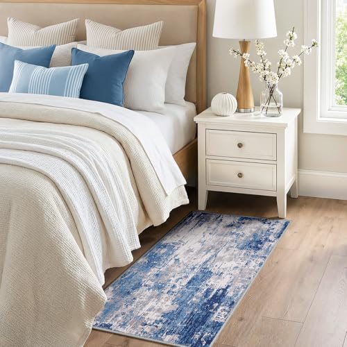 RELEANY Washable 2'x4' Abstract Area Rug for Living Room Blue Gray