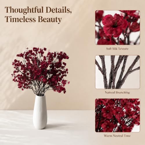 Mandy's 6 Bundles Artificial Burgundy Baby’s Breath Flowers