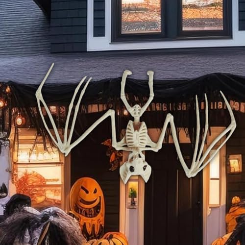 Halloween Animal Skeleton Decor Halloween Decorative Horrible Cow Bat Spider Rat Bones for Decoration (2, bat)