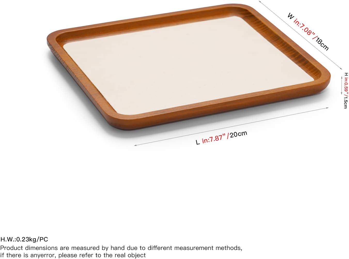 Solid Wood Jewelry Tray Jewelry Display Holder Showcase Watch / 7.87 x 7.08 x 0.59 / Creamy-white