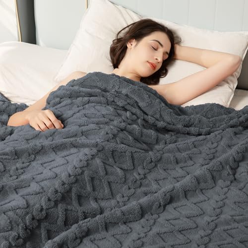 Aganear Fleece Throw Blanket for Bed Couch 90"x90" Grey