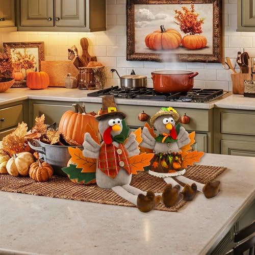 2 Pack Thanksgiving Turkey Decor, Fall Harvest Table Farmhouse Decorations