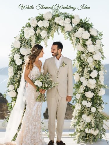 MACTING 30PCS White Artificial Roses with Stems, Real Touch Foam Flowers