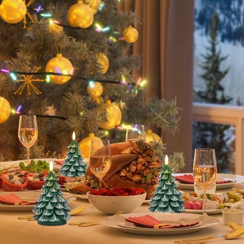 Christmas Tree Candles with 6H Timer Green