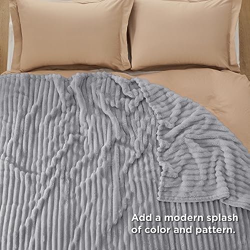Bedsure Soft King Size Blankets for Bed Light Grey 108"x90"