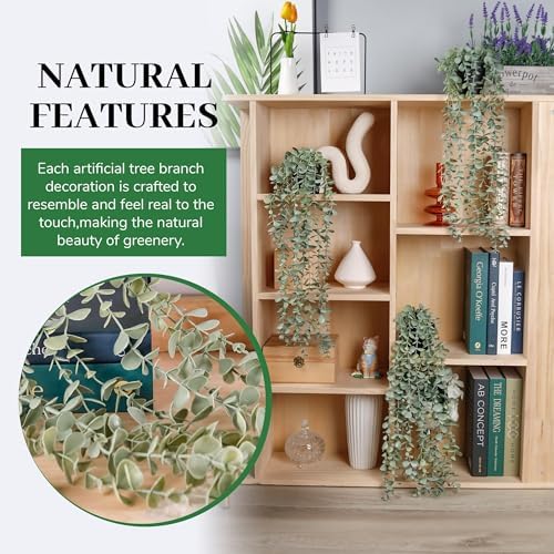 Der Rose 3Pcs Cozy Fake Eucalyptus Hanging Plants for Bathroom Wall Decor