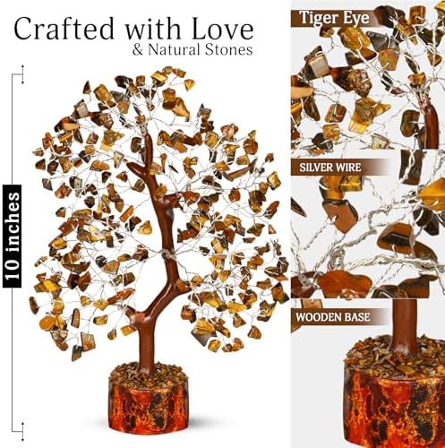 YATSKIA Tiger Eye Crystal Tree | Crystal Tree Decor | Spritual Gifts | Desk Decor for Women | Birthday Gifts for Women