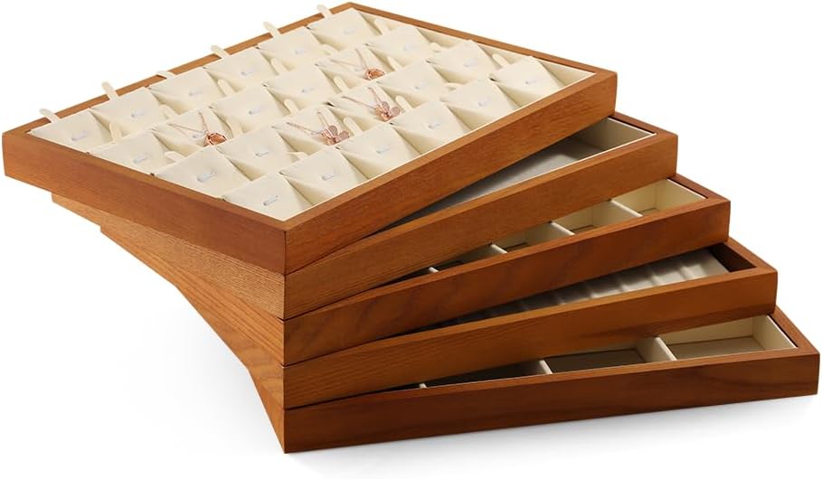24 Grids Jewelry Display Tray Stackable / Old Lace / Necklace Tray2-w 9.45" x H 1.18"x L 13.78
