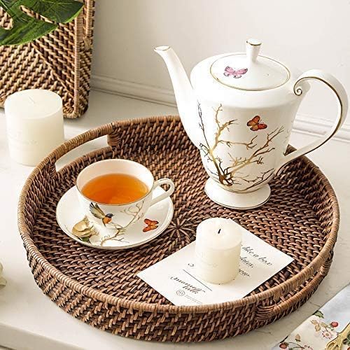 Rattan Tray / Round Wicker Tray / 11 Inch / Set of 11