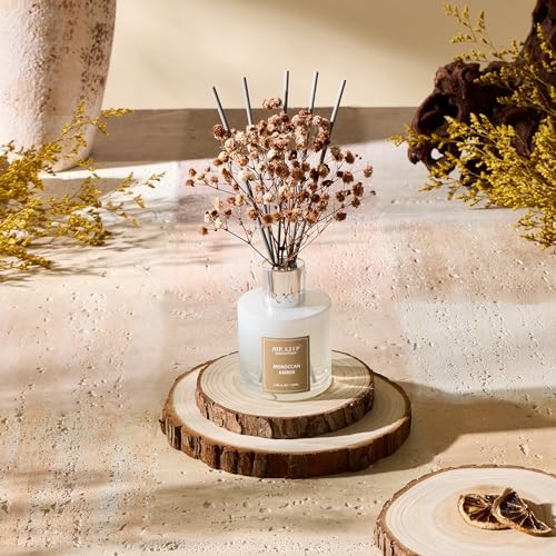 Airkeep Reed Diffuser Set,3.38 fl oz (100 ml) - Moroccan Amber Oil Diffusers with 8 Reed Sticks, Home Fragrance Reed