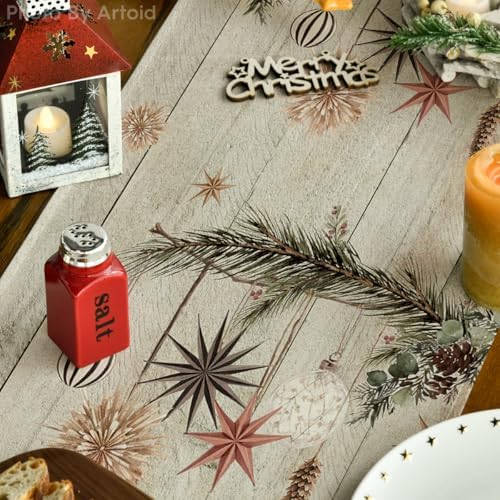 Artoid Mode Holly Pine Cone Xmas Table Runner Home Party Decor 13x108 Inch
