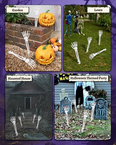 10 PCS Halloween Skeleton Hands with Lawn Stakes for Outdoor Decor