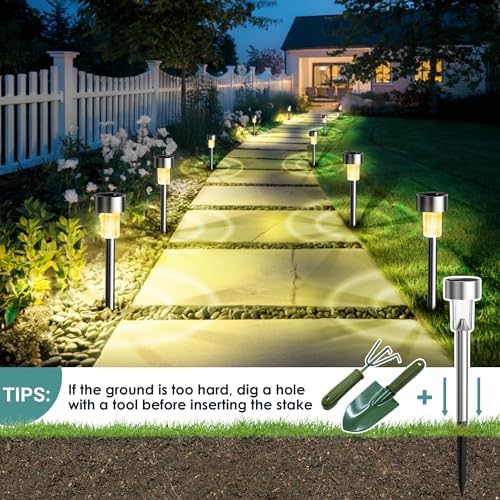 GIGALUMI Outdoor Waterproof Solar Garden Lights, 12 Pack Warm White