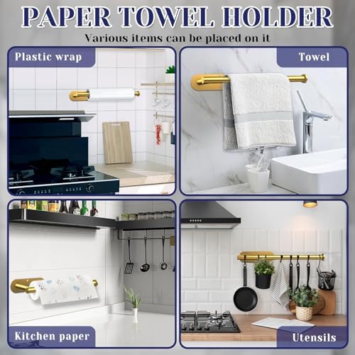 Gold Paper Towel Holder, Self Adhesive Paper Towel Holder Under Cabinet