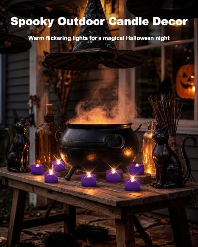 Homemory 24-Pack Purple Flameless Battery Tea Light Candles, 200+ Hours