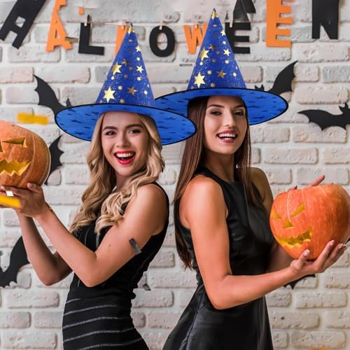 Newcotte 16 Pieces Witch Hats Halloween Costumes for Women Men Modern Witch Hats Fancy Dress Party Decorations