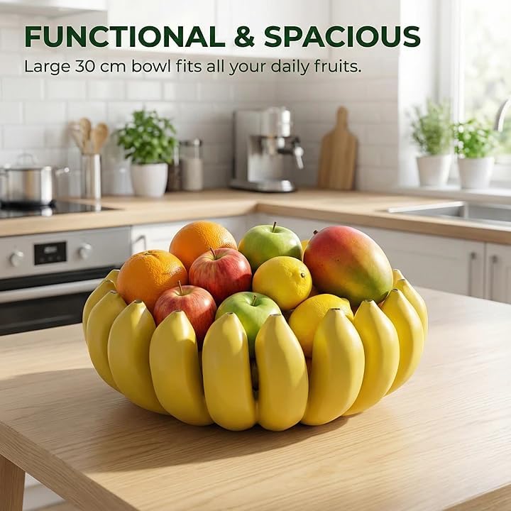 Banana fruit bowl holder Handcrafted Art Centerpiece / Yellow / 12 Inch