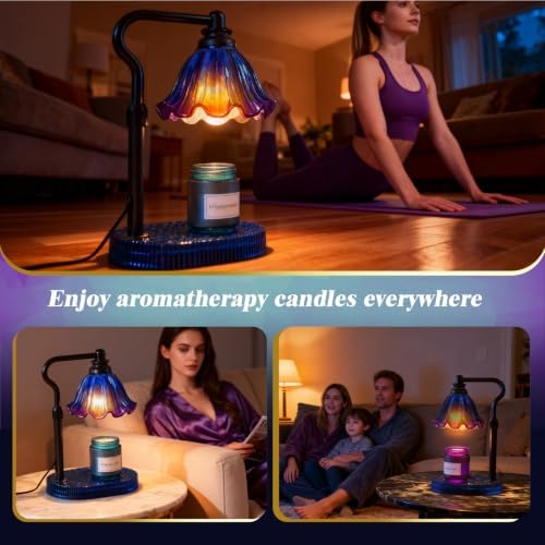 Flower Candle Warmer Lamp with Timer & 4-Level Dimmer, Adjustable Height
