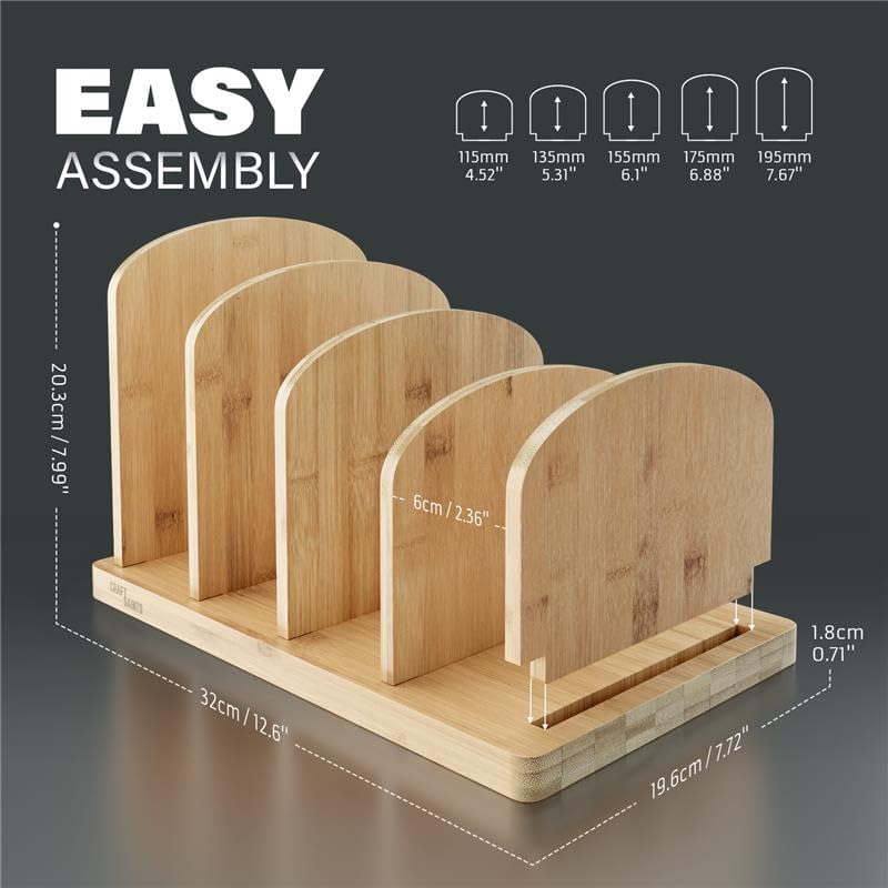 Cook Book Organizer, 4 Sections, Recipe Book Holder Rack, Tabletop Stand for Convenient Cookbook Storage, Vertical Cook