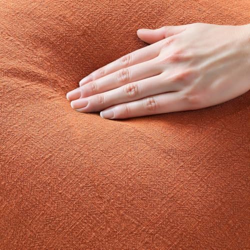 MIULEE Linen Fringe Decorative Fall Throw Pillow Covers Burnt Orange 18x18