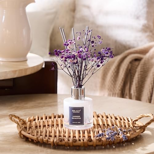 Airkeep Reed Diffuser Set,3.38 fl oz (100 ml) - Lavender Eucalyptus Oil Diffusers with 8 Reed Sticks, Home Fragrance