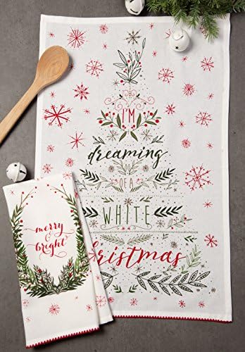 DII Christmas Kitchen Towel Set, Floral Tea Towels for Baking, Cleaning, Entertainment & Cooking, 18x28, Noel, 2 Piece