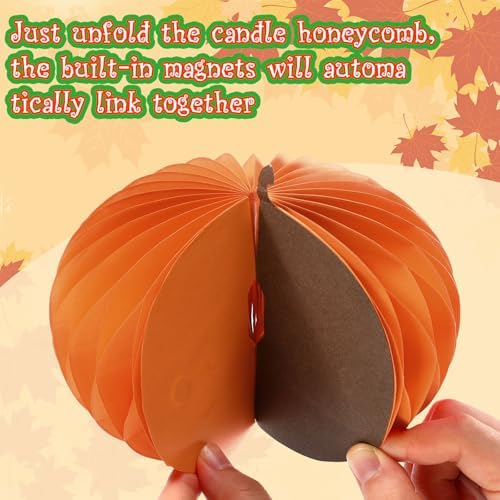 Cinnvoice 3 Pcs Halloween Fall Pumpkin Honeycomb Decor, Larger, Leaf