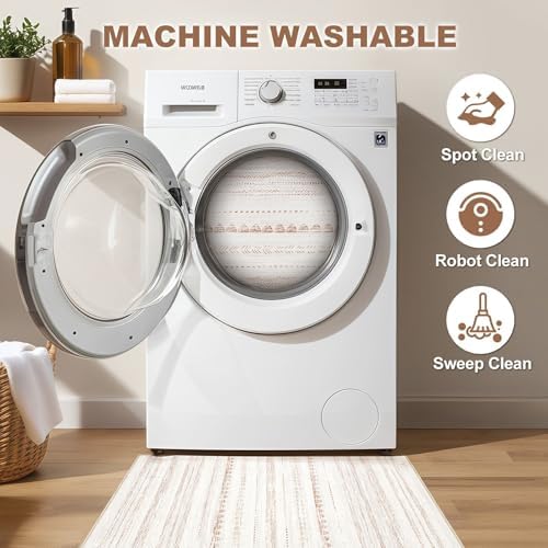 Nakagishi Boho 2x3 Washable Area Rug Non Slip Carpet for Entryway Beige