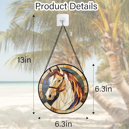 White Horse Stained Glass Window Hanging Suncatcher Animal Gifts 6.3"
