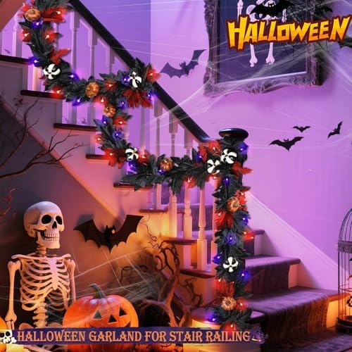 Timer - 6 Ft Halloween Garland with Lights Halloween Decor
