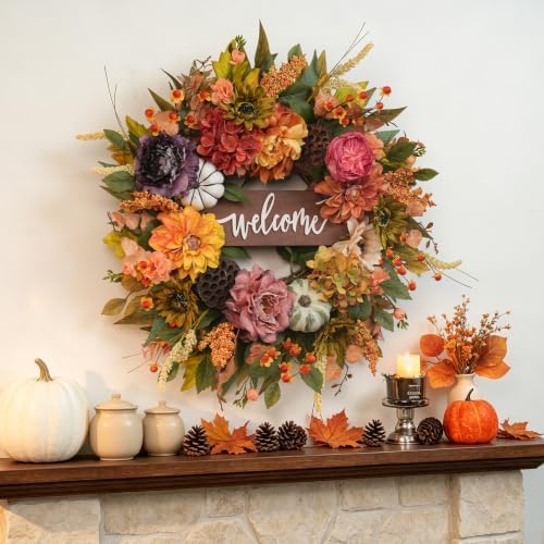 Fall Wreaths for Front Door 24 Inch Autumn Wreath Thanksgiving Door Decor