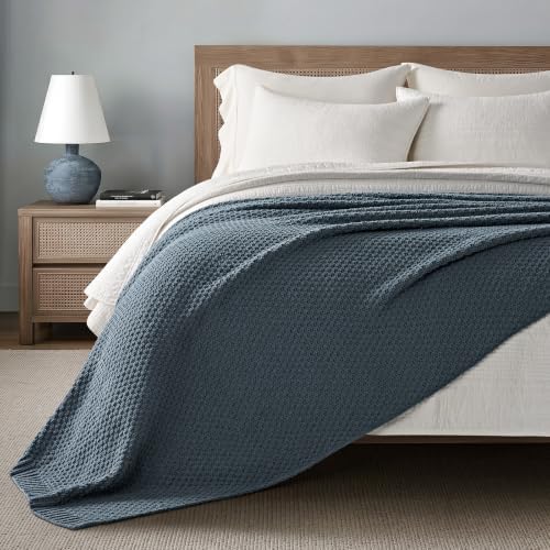 EVERGRACEHOME Chunky Chenille Knit Throw Blanket, 108x92, Stormy Blue