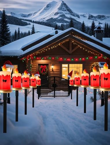 10.5FT Christmas Pathway Lights, 5PK LED Candle Yard Stake Lights